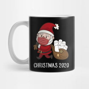 Santa with Face Mask and Toilet Paper Gifts Funny Christmas 2020 Mug